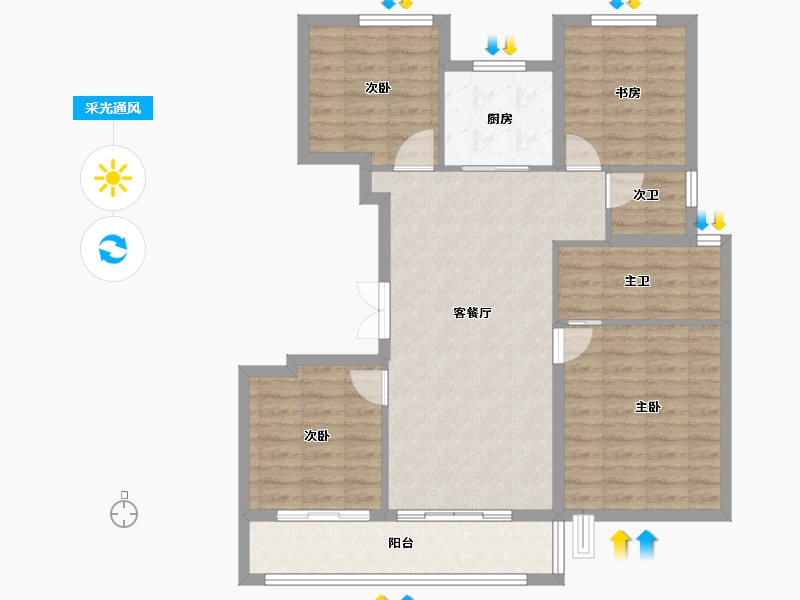 浙江省-宁波市-青澜邸-93.69-户型库-采光通风