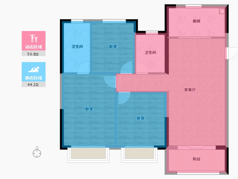 甘肃省-兰州市-保利领秀山-86.00-户型库-动静分区