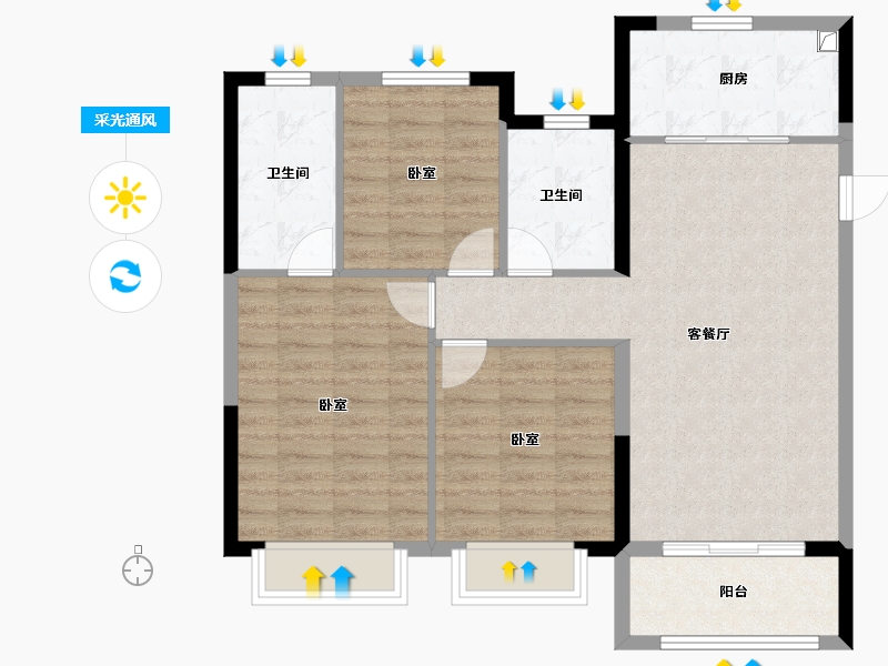 甘肃省-兰州市-保利领秀山-86.00-户型库-采光通风