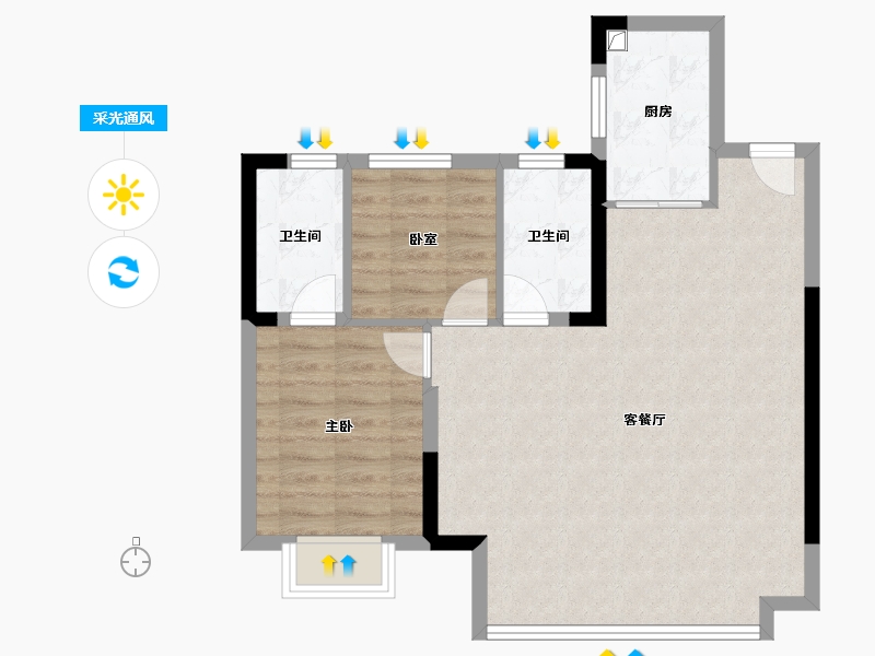 浙江省-湖州市-碧桂园云望里-71.20-户型库-采光通风