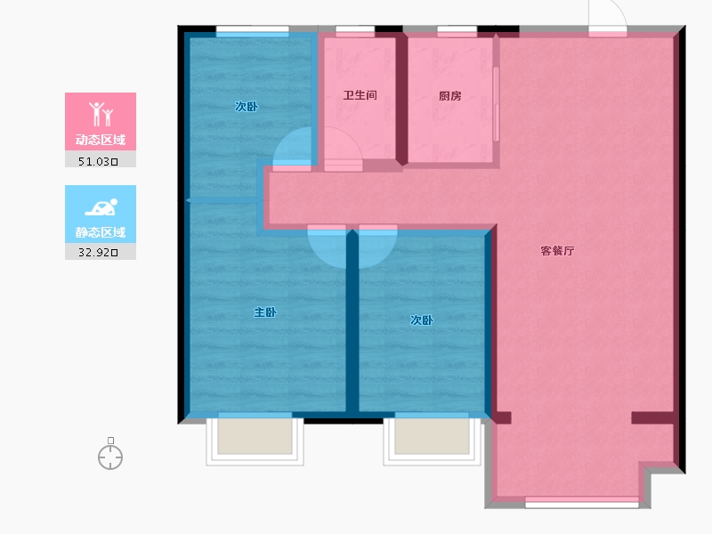 河北省-沧州市-保利拉菲公馆-74.51-户型库-动静分区