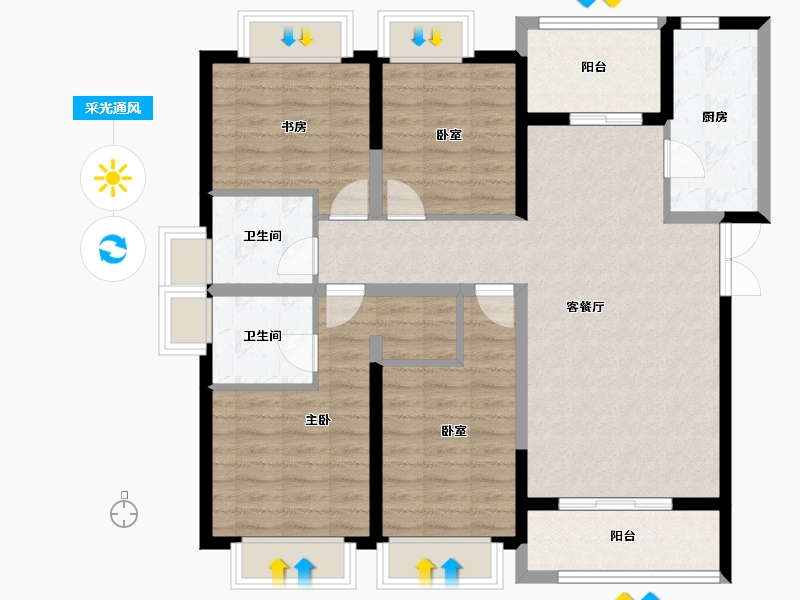 湖北省-武汉市-千禧城-103.14-户型库-采光通风