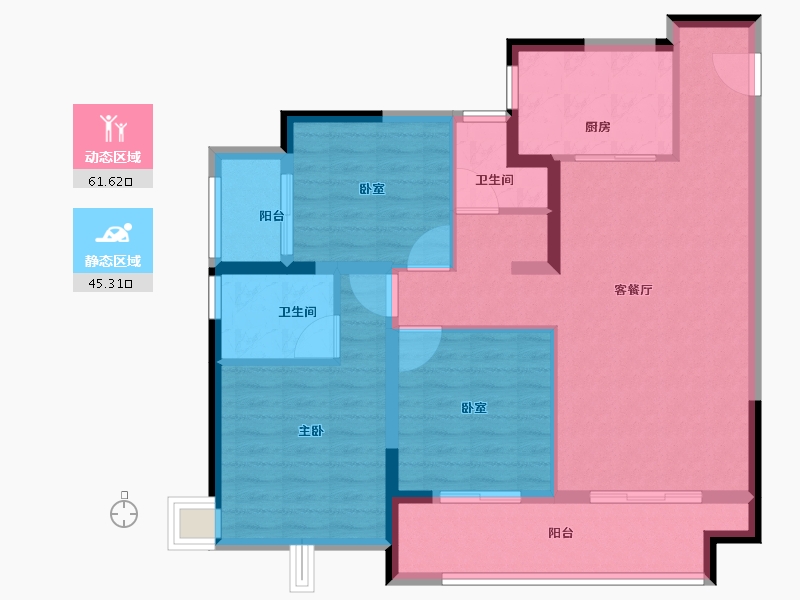 陕西省-西安市-华清园·文津观澜-96.00-户型库-动静分区