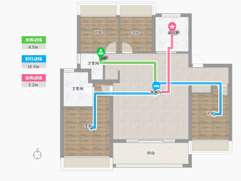 江苏省-苏州市-中国铁建·花语澜苑-102.41-户型库-动静线