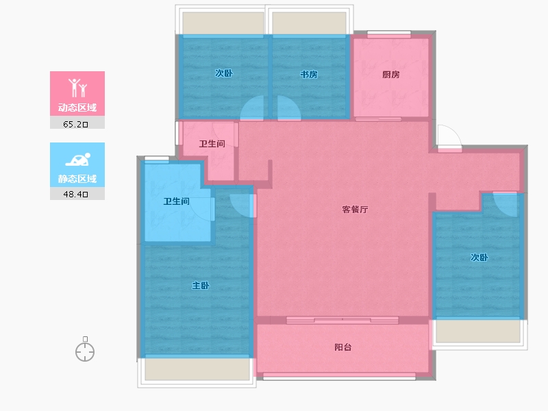 江苏省-苏州市-中国铁建·花语澜苑-102.41-户型库-动静分区