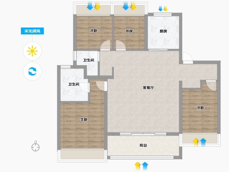 江苏省-苏州市-中国铁建·花语澜苑-102.41-户型库-采光通风