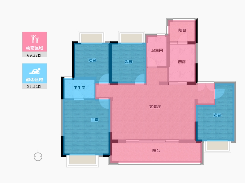 贵州省-遵义市-阳光城溪山悦-109.38-户型库-动静分区