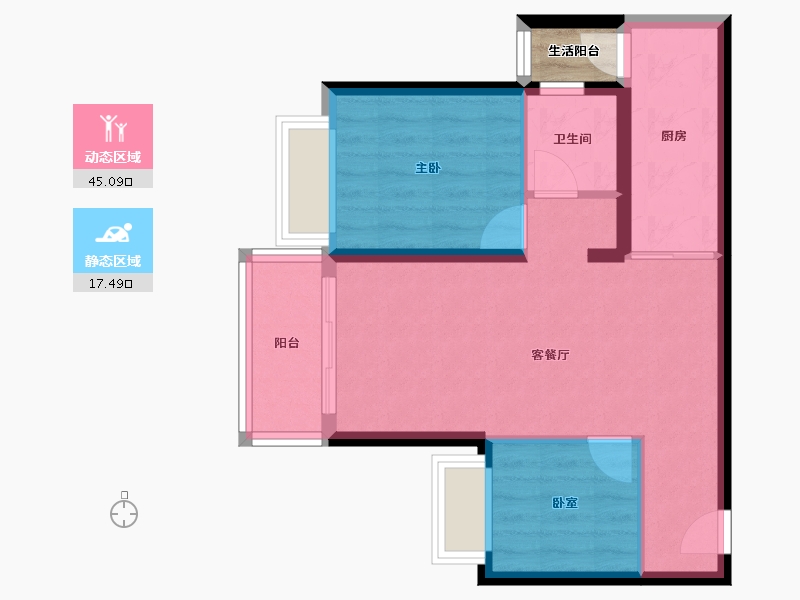 云南省-昆明市-佳兆业城市广场-57.41-户型库-动静分区