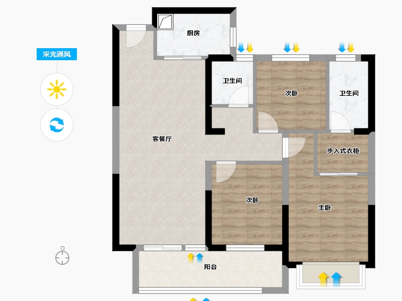 山东省-菏泽市-中北新都心-94.00-户型库-采光通风