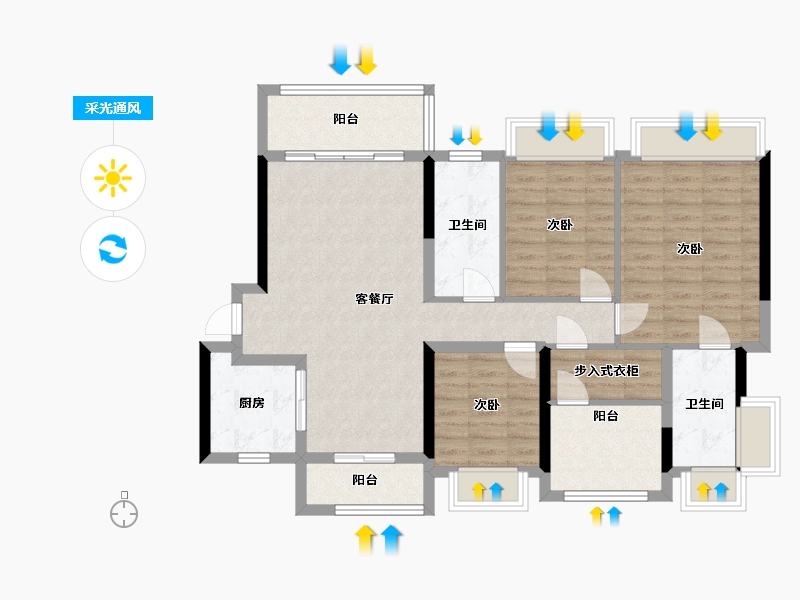 广东省-佛山市-新希望悦珑湾-101.60-户型库-采光通风