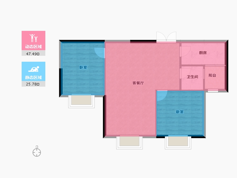 新疆维吾尔自治区-乌鲁木齐市-中建·玖悦-67.26-户型库-动静分区