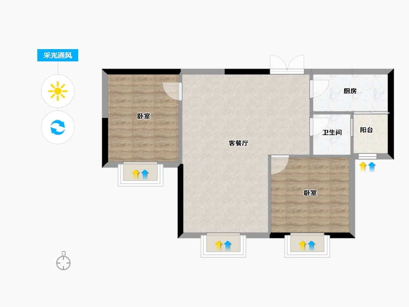 新疆维吾尔自治区-乌鲁木齐市-中建·玖悦-67.26-户型库-采光通风