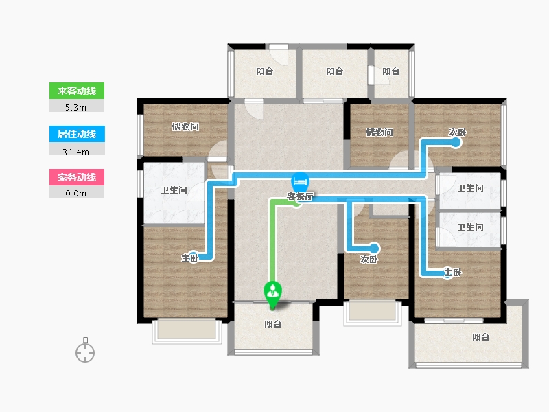 海南省-海口市-龙岸·君粼-141.82-户型库-动静线