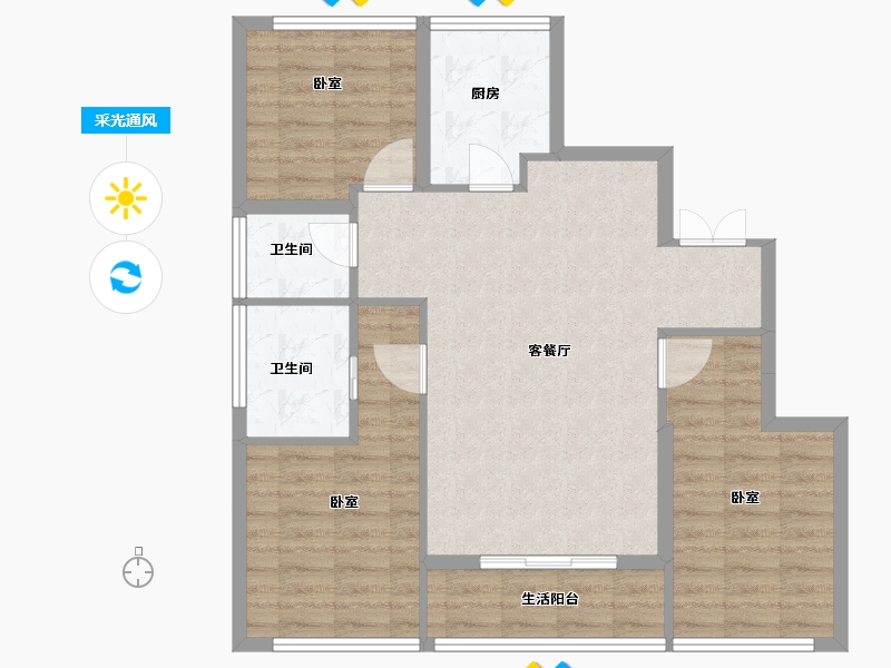 浙江省-嘉兴市-苏嘉至境园-84.75-户型库-采光通风