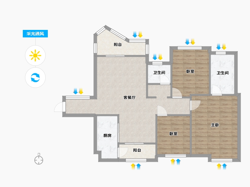 四川省-成都市-保利花园-二期-83.17-户型库-采光通风