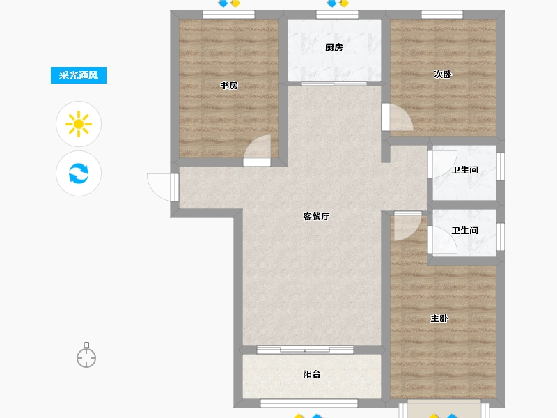 河北省-邢台市-金鼎花园二期-97.00-户型库-采光通风