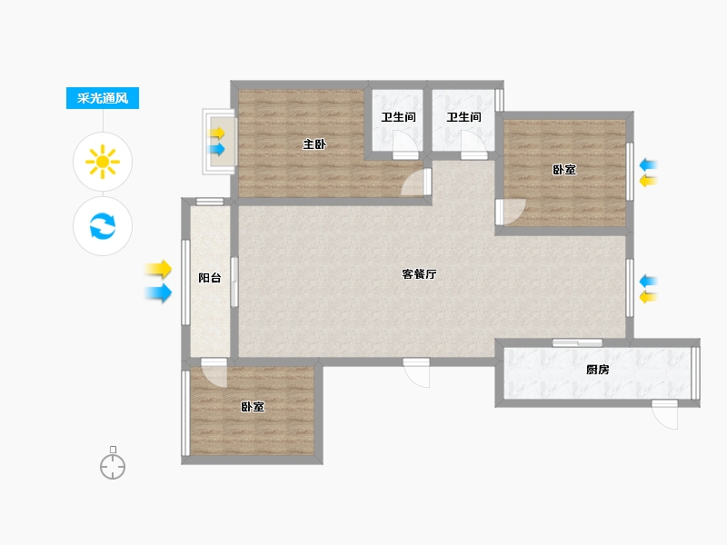 陕西省-榆林市-神木城投紫宸府-128.80-户型库-采光通风