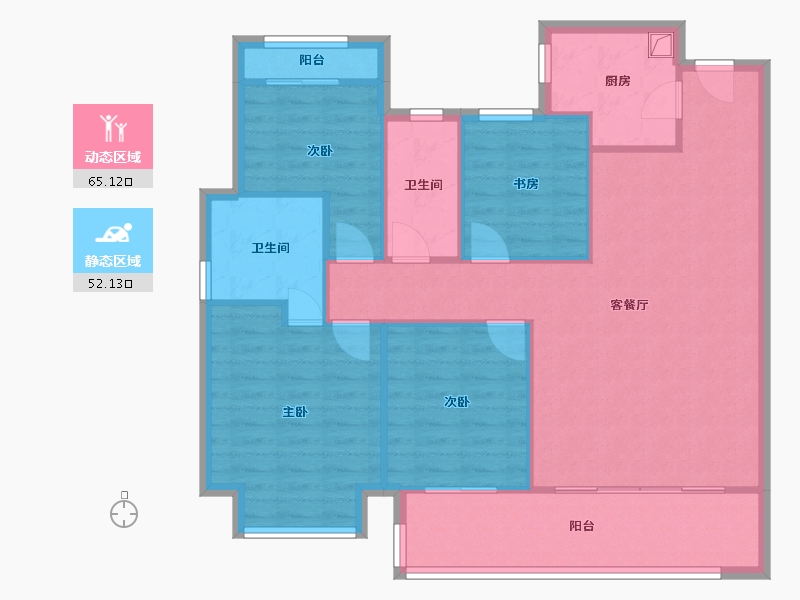 浙江省-宁波市-江樾潮启-107.00-户型库-动静分区