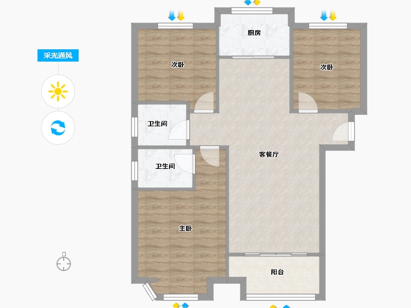 山东省-泰安市-五矿万境水岸-一期-93.60-户型库-采光通风