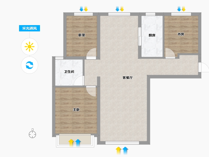 甘肃省-兰州市-保利领秀山-84.29-户型库-采光通风