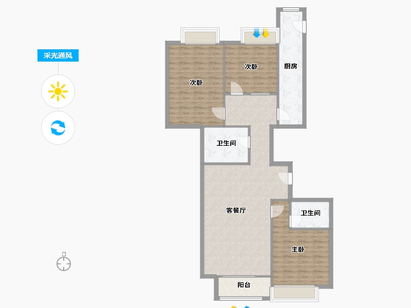 山西省-太原市-新城花园-121.00-户型库-采光通风