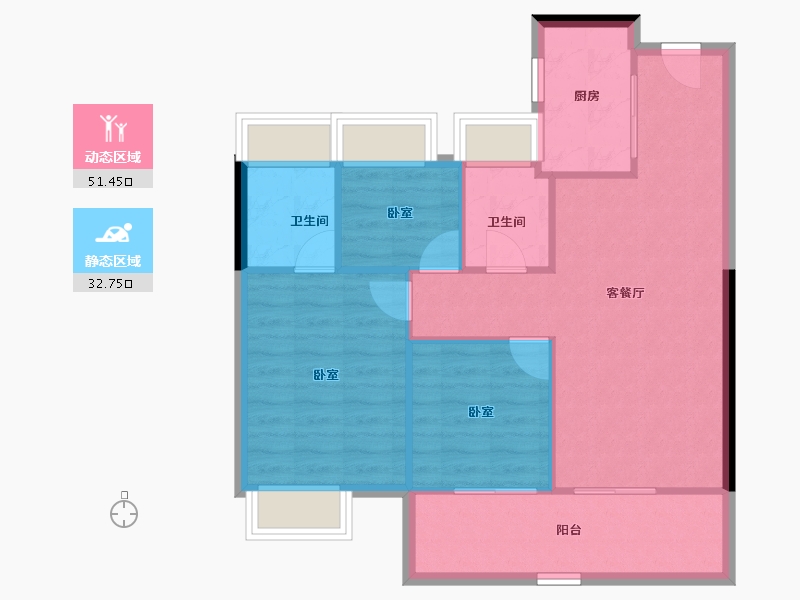 湖北省-武汉市-新城桃李郡-76.67-户型库-动静分区