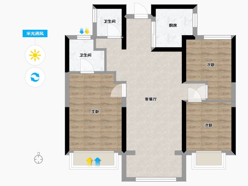 河南省-郑州市-安泰苑-76.32-户型库-采光通风