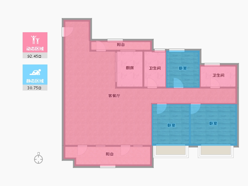 山东省-烟台市-芝罘吾悦广场-112.96-户型库-动静分区