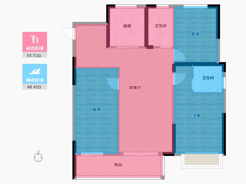 浙江省-金华市-商城大陈印象-93.86-户型库-动静分区