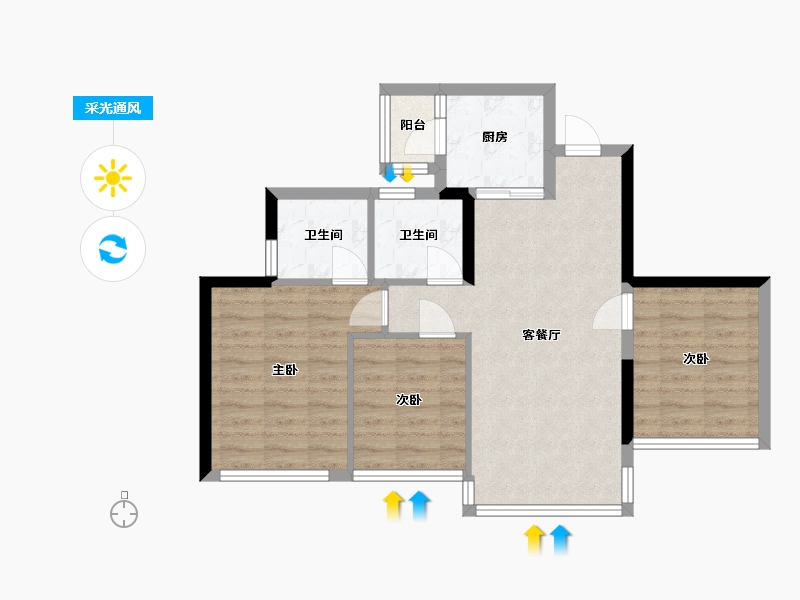 四川省-成都市-领峰-80.74-户型库-采光通风