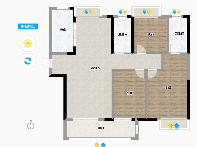 江西省-宜春市-时代春城-99.00-户型库-采光通风