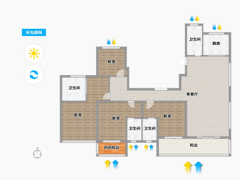 浙江省-嘉兴市-鸿翔天誉府-178.69-户型库-采光通风