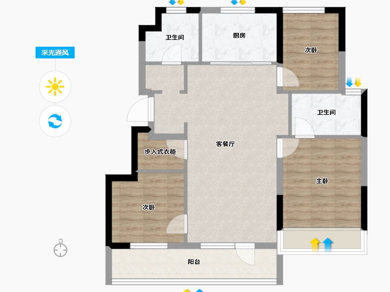 辽宁省-大连市-泰达星辰四季-83.31-户型库-采光通风