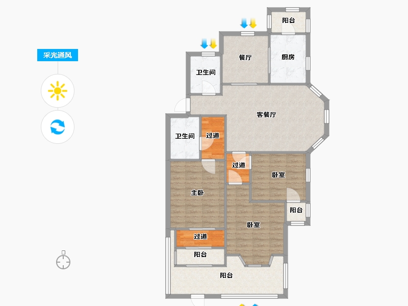 天津-天津市-怡园里-108.65-户型库-采光通风