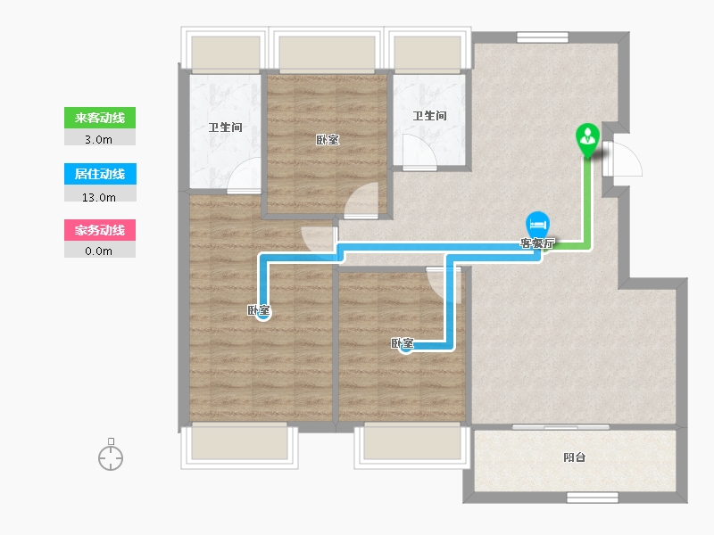 江苏省-扬州市-天璟融园-88.68-户型库-动静线