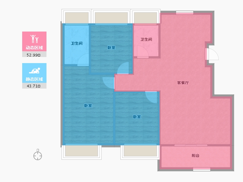 江苏省-扬州市-天璟融园-88.68-户型库-动静分区