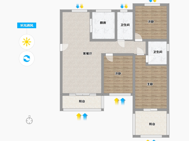 河南省-洛阳市-亚威金尊-105.52-户型库-采光通风