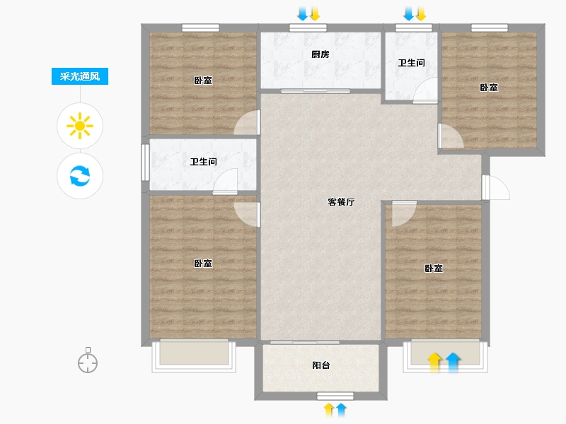 青海省-西宁市-奥园誉府-110.78-户型库-采光通风