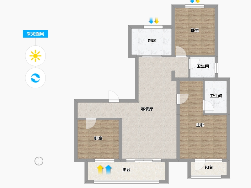 河北省-廊坊市-合生学府中央城-97.80-户型库-采光通风