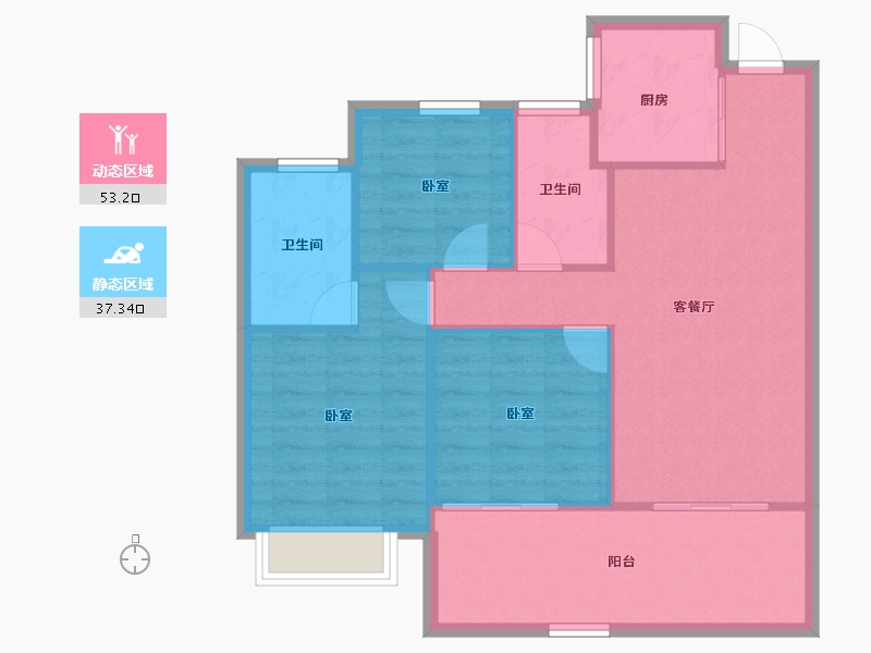 安徽省-合肥市-国贸璟原-82.68-户型库-动静分区