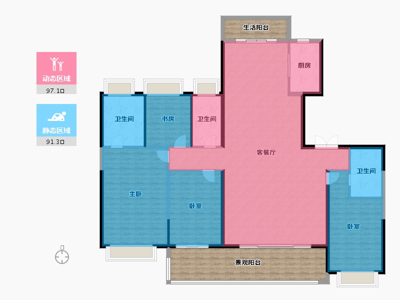 云南省-昆明市-云锦东方-202.55-户型库-动静分区