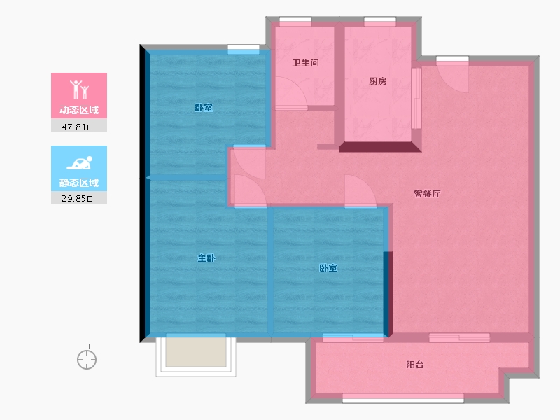 湖北省-荆州市-特发幸福里-79.92-户型库-动静分区