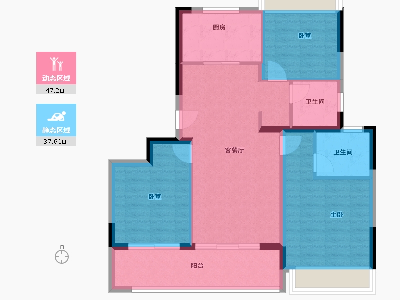 江苏省-苏州市-太湖澄光-76.00-户型库-动静分区