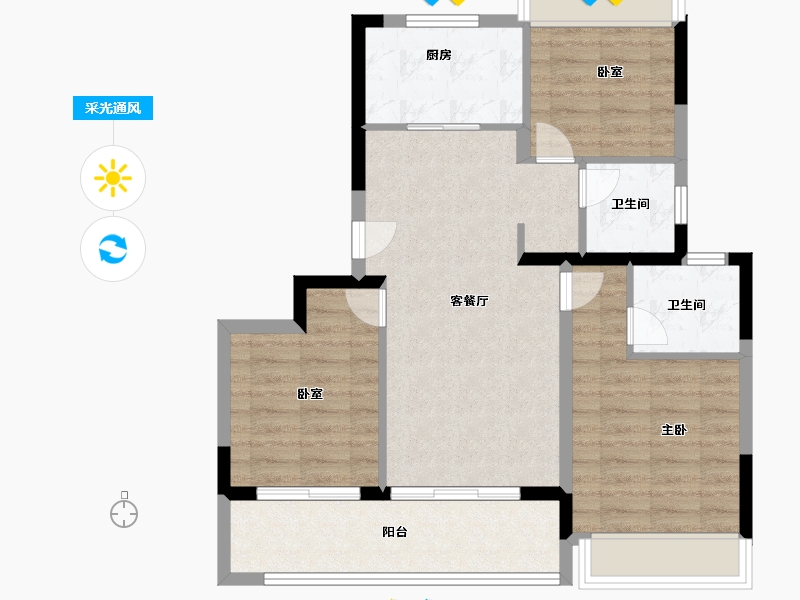 江苏省-苏州市-太湖澄光-76.00-户型库-采光通风