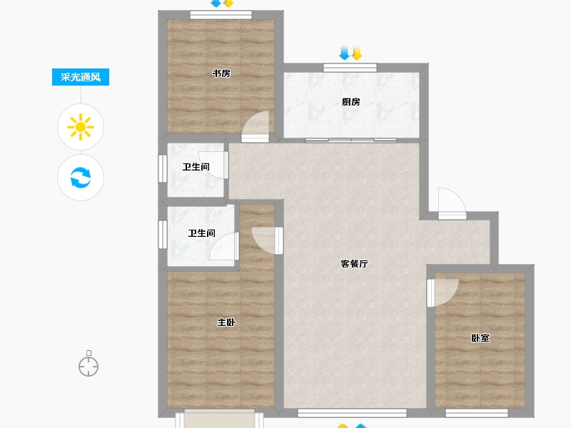 内蒙古自治区-赤峰市-航安金和学苑-83.21-户型库-采光通风