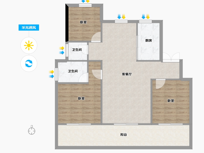 安徽省-淮北市-澜悦府-96.82-户型库-采光通风