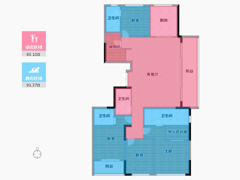 浙江省-杭州市-潮映华岸府-168.83-户型库-动静分区