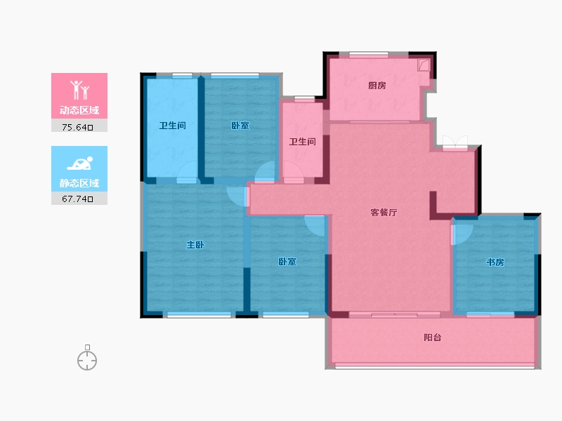 浙江省-宁波市-绿城东投·凤鸣云翠-128.80-户型库-动静分区