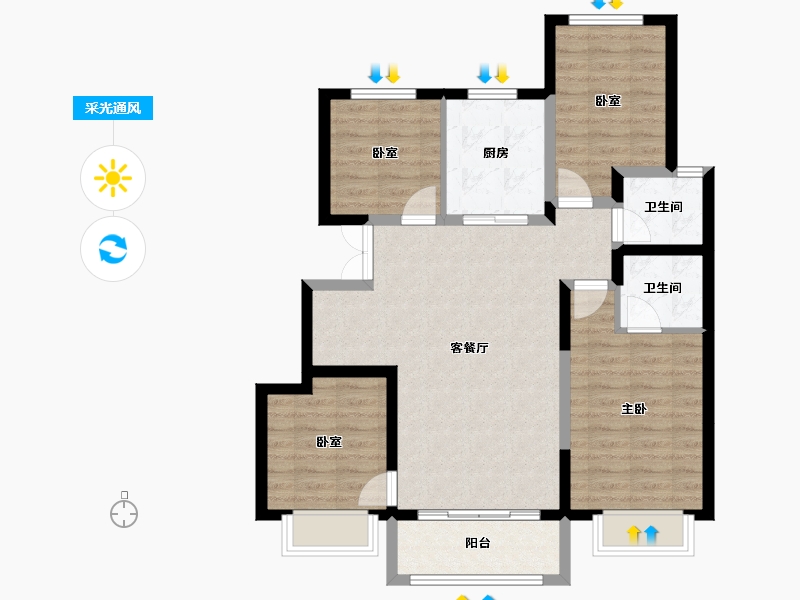 河北省-廊坊市-锦宸佳园-87.78-户型库-采光通风