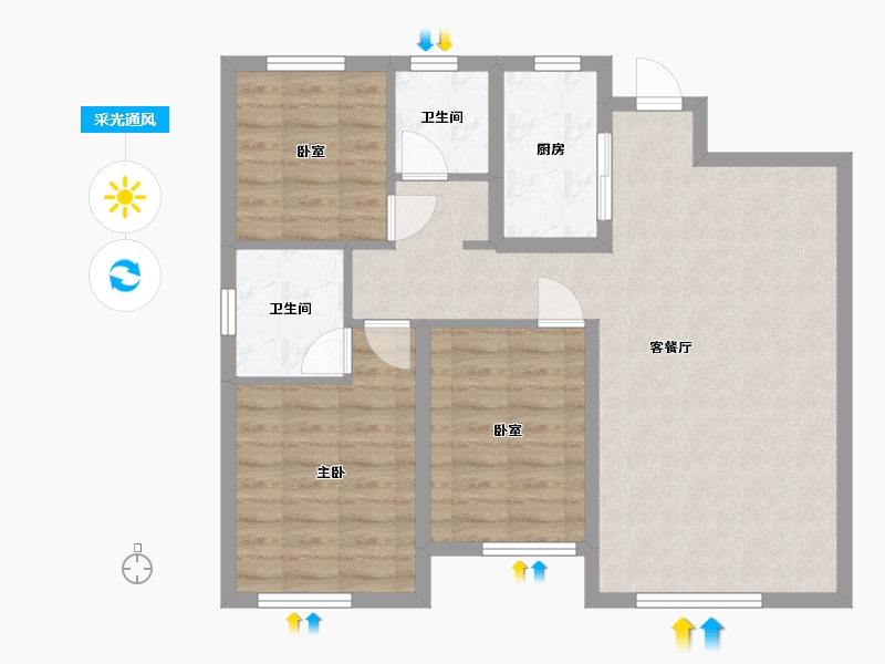 山东省-聊城市-绿城百合新城-100.80-户型库-采光通风